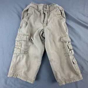 UR IT Kids Khaki Cargo Pants Size 2T Elastic Waist Adjustable Ankle Cuffs